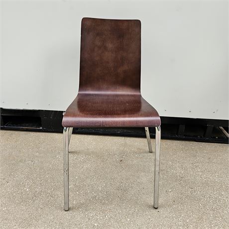 Sturdy Lacquered Plywood Chair w/ Metal Legs