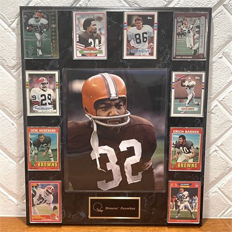 Jim Brown "Browns' Favorites" Hanging Wall Plaque with Random Football Cards