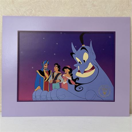 Vtg Disney's Aladdin Exclusive Commemorative Gold Seal Frameable Lithograph