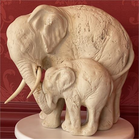 Mother and Baby Elephant Sculpture