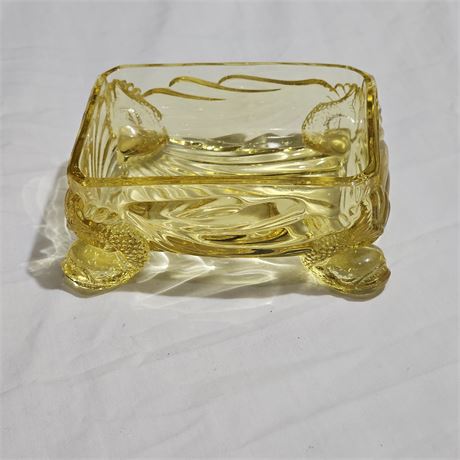 Footed Yellow Depression Glass