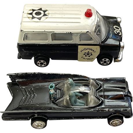 Vtg Zylmex Highway Patrol & Playart Batman Batmobile Diecast Toy Cars