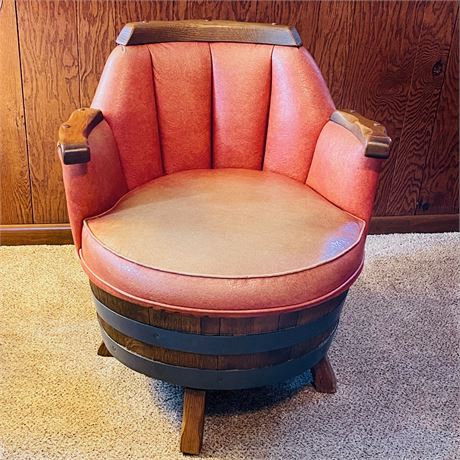 Vintage Authentic Whiskey Barrel Swivel Club Chair (2 of 2)