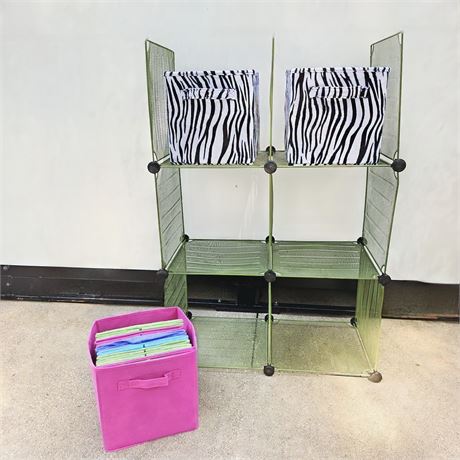 Mesh Shelf with Collapsible Bins