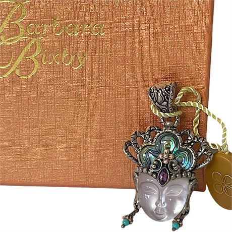 Barbara Bixby Quan Yin 925 / 18K Enhancer Pendant w/ Mother of Pearl & Abalone