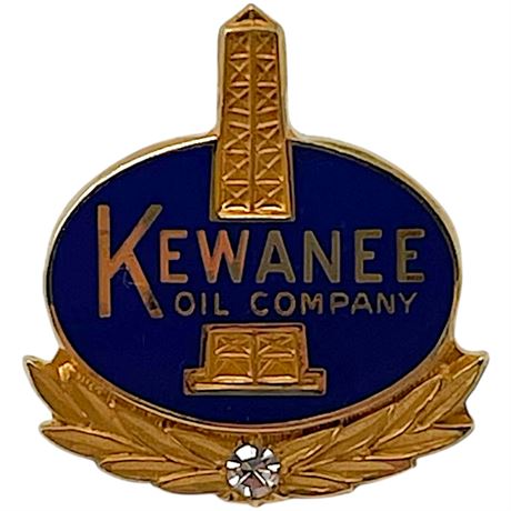 10k Gold Kewanee Oil Company Service Pin w/ rhinestone (no backing)