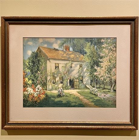 1928 Tintogravure Brown & Bigelow Framed Landscape Art Print