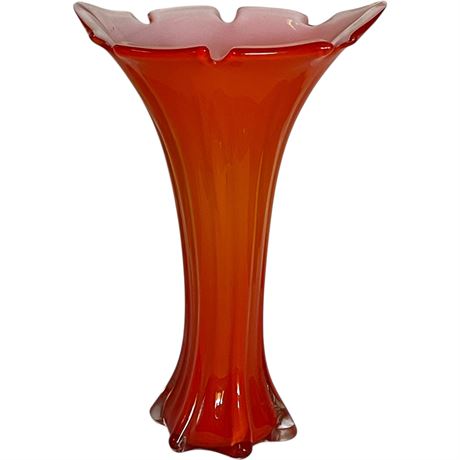 Mid-Century Atomic 15" Glass Swung Vase