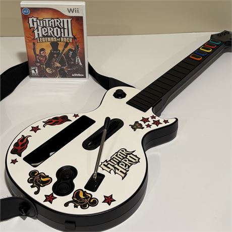 Wii Guitar Hero Gibson Guitar and Guitar Hero III Legends of Rock Game