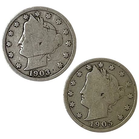 1903 & 1905 Liberty Head "V" Nickels