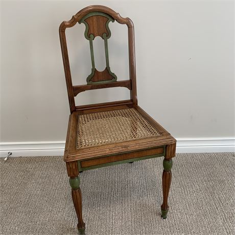 Two-Toned Hand Carved Wood Chair with Cane Seating (1 of 2)