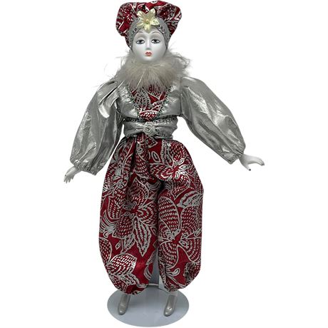 Vtg Porcelain Pierrot Doll