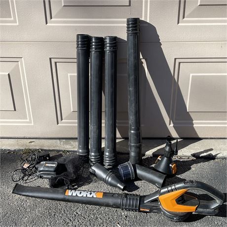 Worx 20V Max Lithium Cordless Leaf Blower w/ Accessories, Battery, and Charger