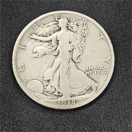 1918 Walking Liberty Half Dollar Silver