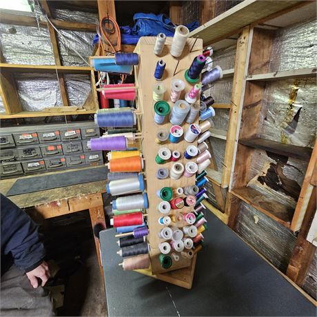 Huge lot Embroidery and Sewing Thread Nicely Organized On A Lazy Susan