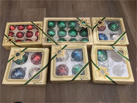 6 boxes of assorted multicolor ornaments