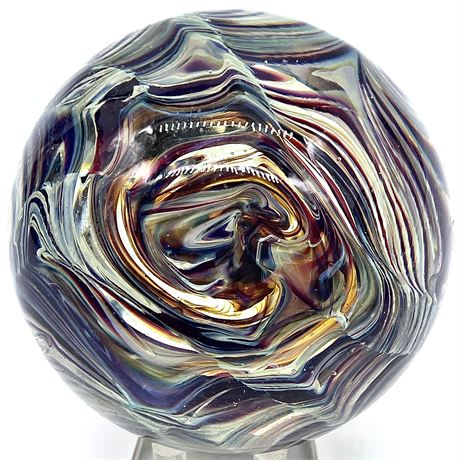 Signed Clark Studios 1973 Multi-Colored Glass Paperweight