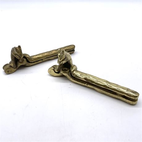 Pair of Vtg Solid Brass Squirrel Nut Crackers