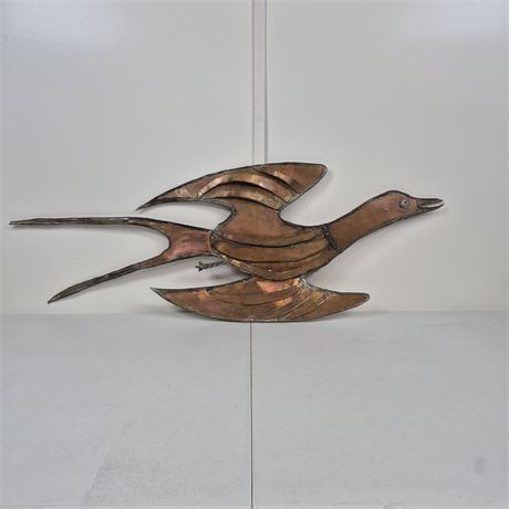 Vtg MCM Copper Bird in Flight Wall Art 46" x 17"