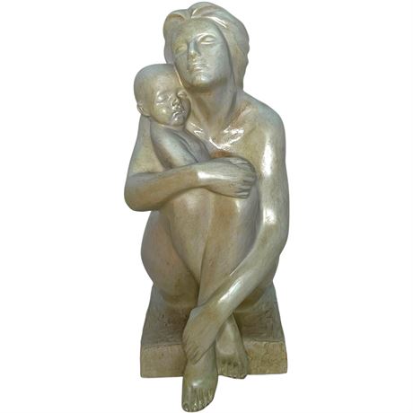 18" Resin Mother Holding Child Sculpture Figurine