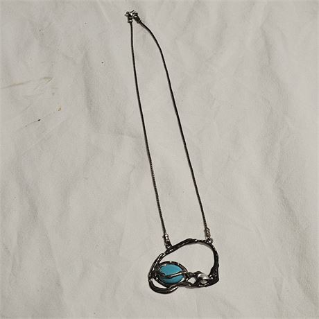 Sterling Silver Navajo Turquoise Ornate Necklace