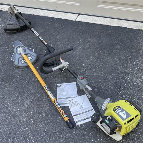 Ryobi 4-Cycle Gas String Trimmer & Brushcutter Attachment w/ Manuals