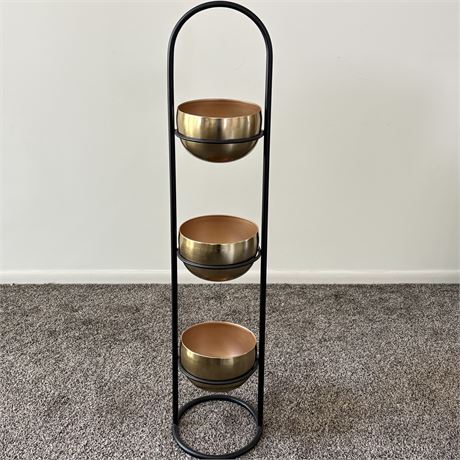 3 Tier Iron Stand with Metal Planters - 1 of 2
