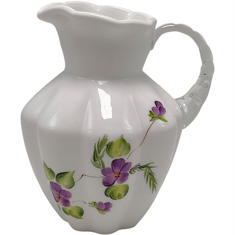 Vtg Fenton "Violets in the Snow" Pitcher