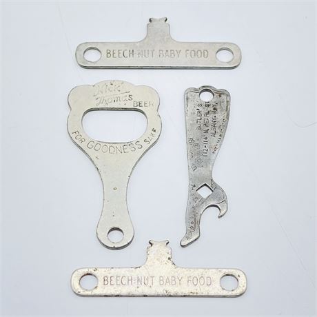 Vintage Beech Nut Can and Advertising Bottle Openers