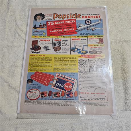 1956 Popsicle "Western Round-Up Contest" advertisement,