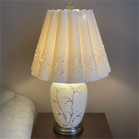 Table Lamp with 3D Floral Design and Unique Shade
