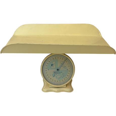 Vtg 30 lb Metal Baby Scale