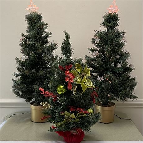 (2) Fiberoptic 2.5 ft. and Tabletop 2 ft. Christmas Tree Bundle
