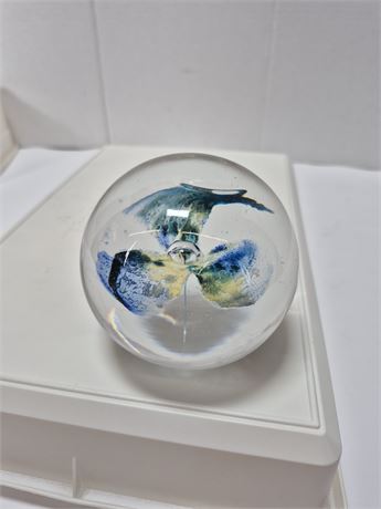 Hand Blown Art Glass Paperweight Pukeberg Sweden