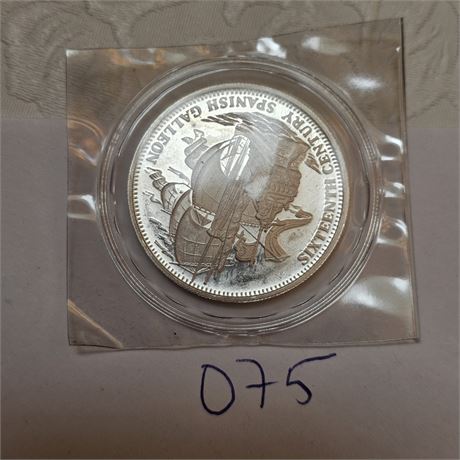 1 Troy OZ. .999 FINE SILVER ROUND 16th Century Spanish Galleon