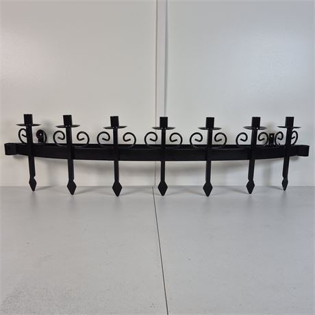 7 Candle Wrought Iron Wall Sconce Candelabra