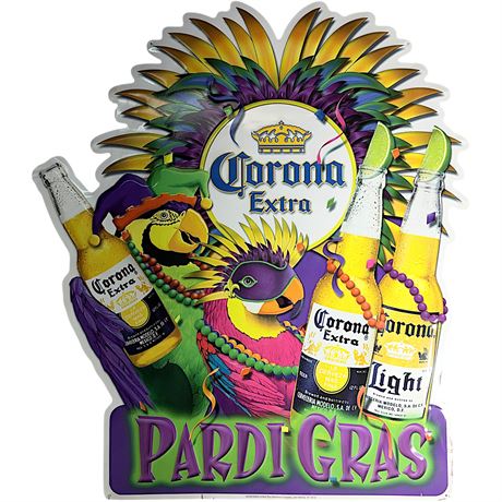 2004 Corona Extra Pardi Gras Metal Beer Sign