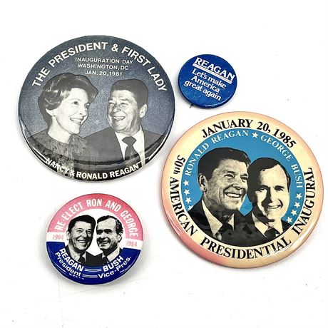 Vintage Political Campaign Pins - Reagan and Reagan / Bush