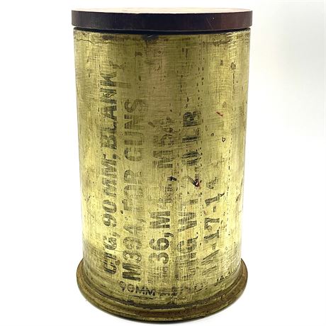 Vintage Artillery Shell with Wooden Lid