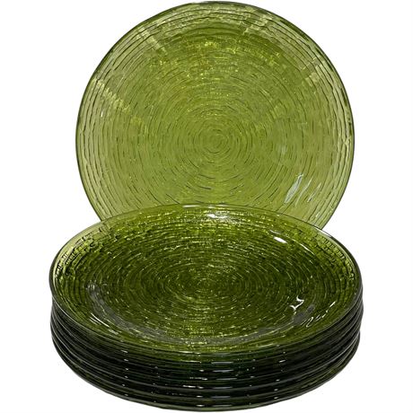 (8) Vtg Anchor Hocking "Avocado Soreno" 10" Dinner Plates