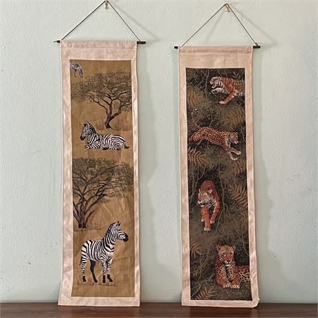 Pair of Safari Tapestry Wall Panels