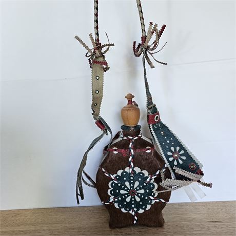 Hungarian vintage leather covered flask 1 of 2