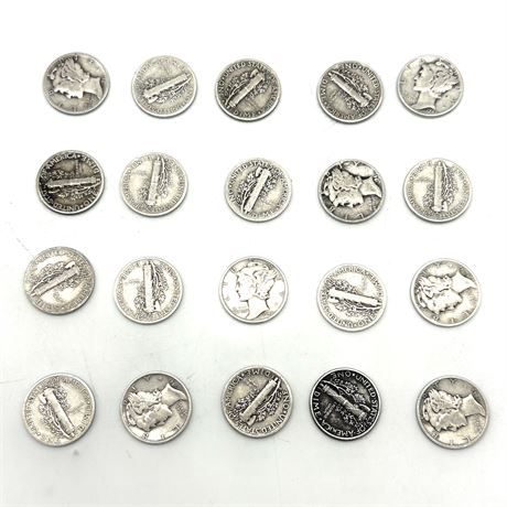 Collection of Mercury Liberty 1925 to 1945 Silver Dimes
