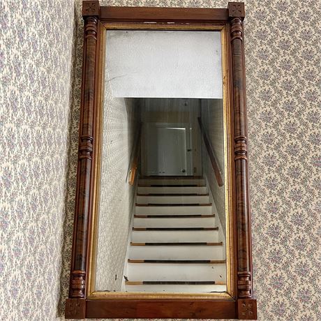 Vtg 2-Toned Carved Solid Wood Wall Mirror