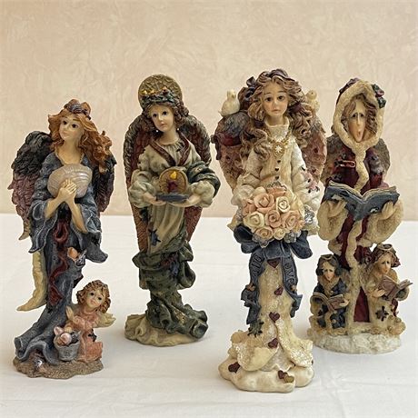 Vtg Boyds Bears and Friends Folkstone Collections Angel Figurines w/ Boxes