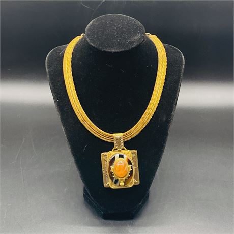 Vintage Egyptian Scarab Choker Statement Necklace