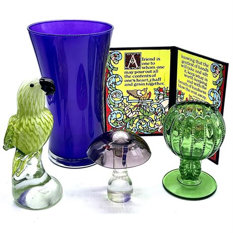 Collection of Colored Glass Collectibles
