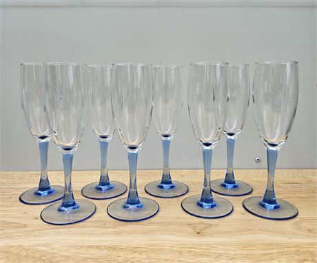 Luminarc blue champagne flutes~Set of 8