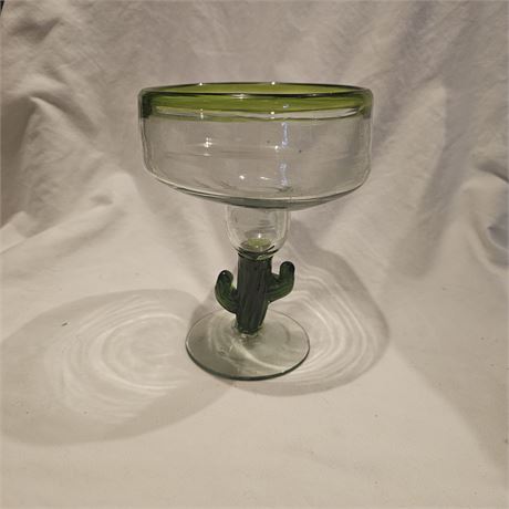 Mexican Margarita Glasses with Saguaro Cactus Stem