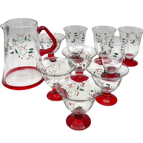 Pfaltzgraff Winterberry Pitcher & Stemware